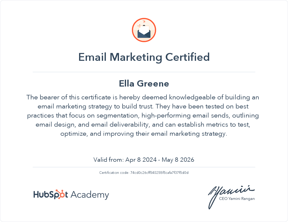 Email Marketing HubSpot Certification